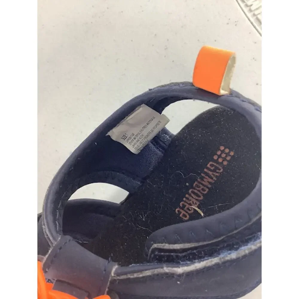 Gymboree Boys Black & Orange Drawstring Sandals Kids Youth Size 1